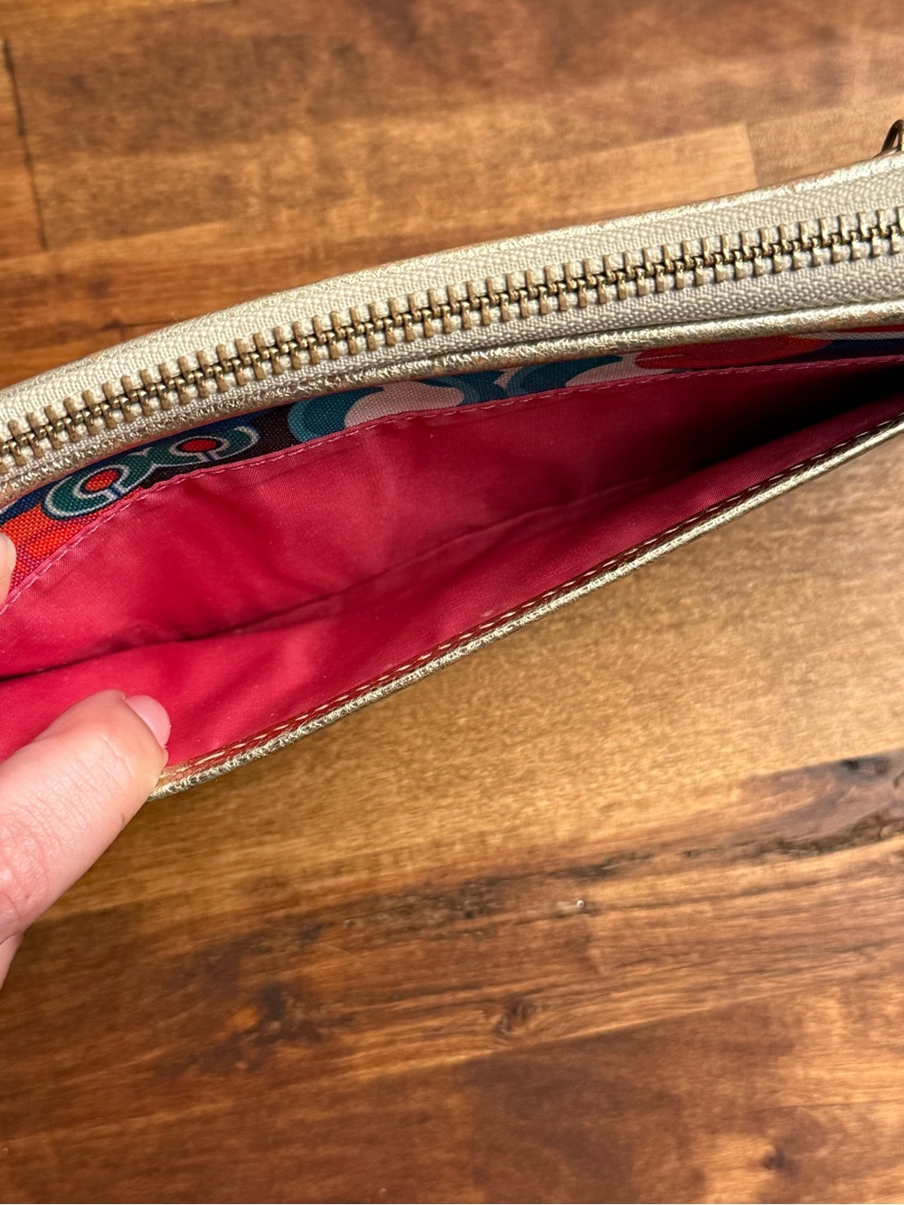 Coach Poppy Multicolor Long Wallet Wristlet with Gold Trim - Picture 7 of 12